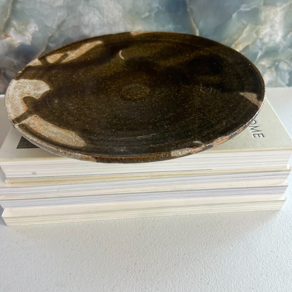 Art Studio Pottery Earthy Glaze Stoneware Plate 9.5" Handmade Signed by Gigi S